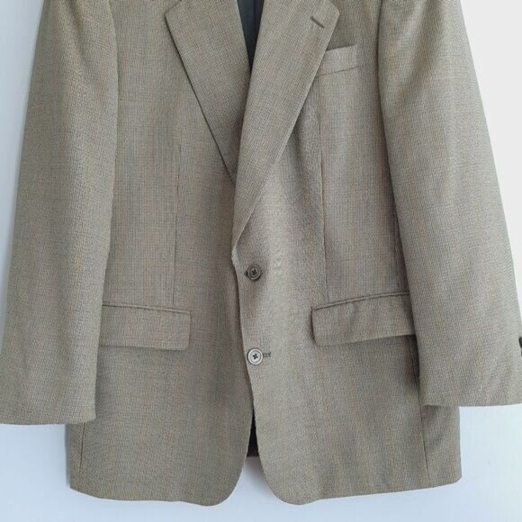 SAVILE ROW 100% Wool Blazer Jacket Plaid Beige Men's Sz 42 R - Picture 5 of 14